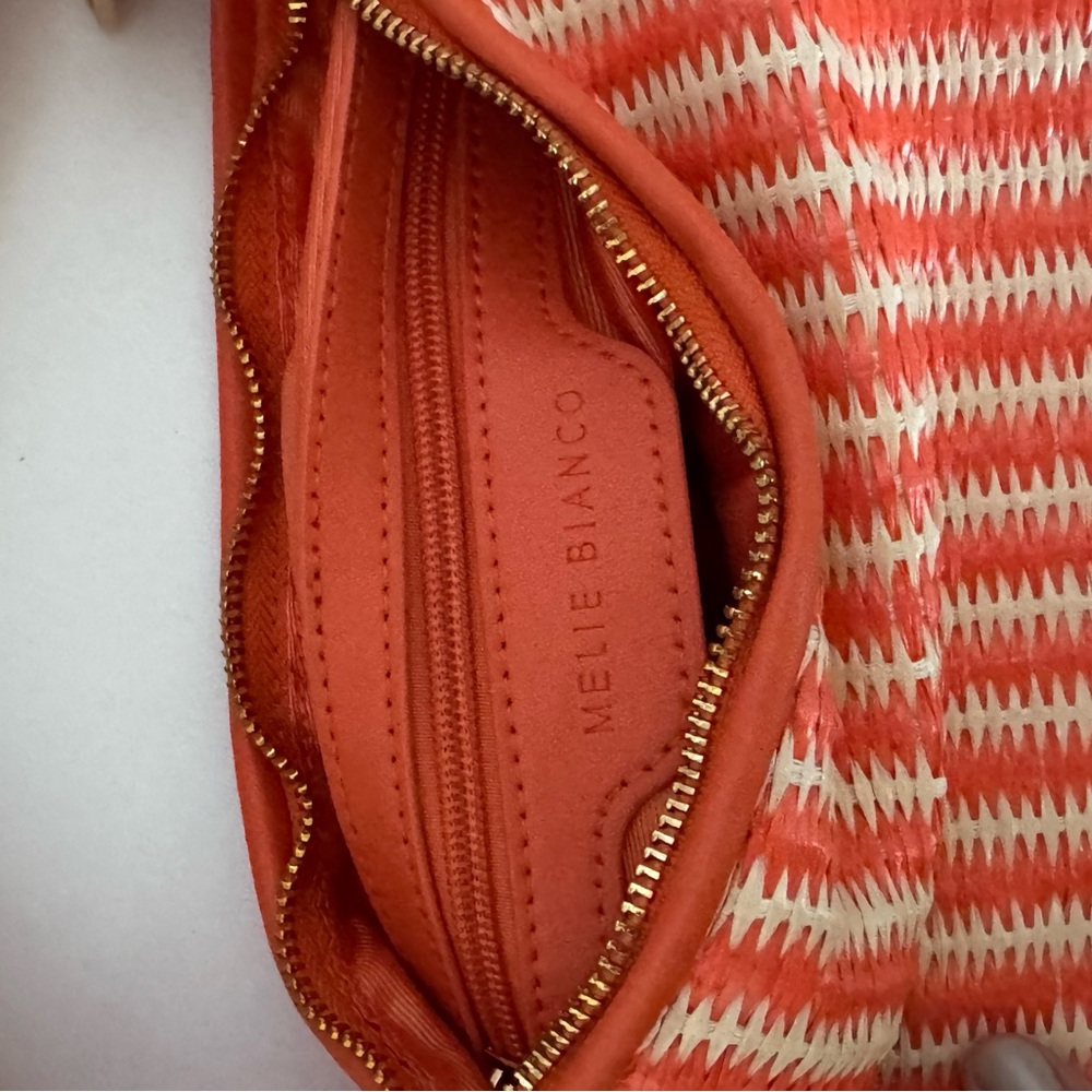 Melie Bianco Coral and Cream Clutch